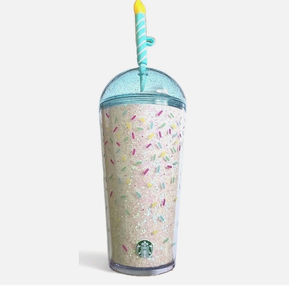 Starbucks Blue and White Tumbler with Sprinkles